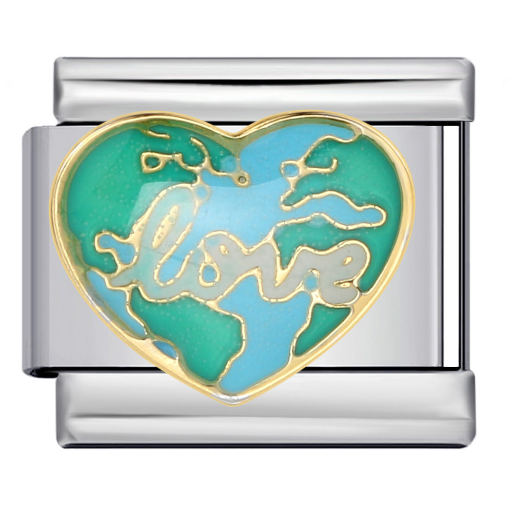 Colorful Drip Oil Love Element Italian Module Bracelet Welding Pattern DIY Elastic Splicing Stainless Steel Bracelet Colorful Drip Oil Love Element Italian Module Bracelet Welding Pattern DIY Elastic Splicing Stainless Steel Bracelet