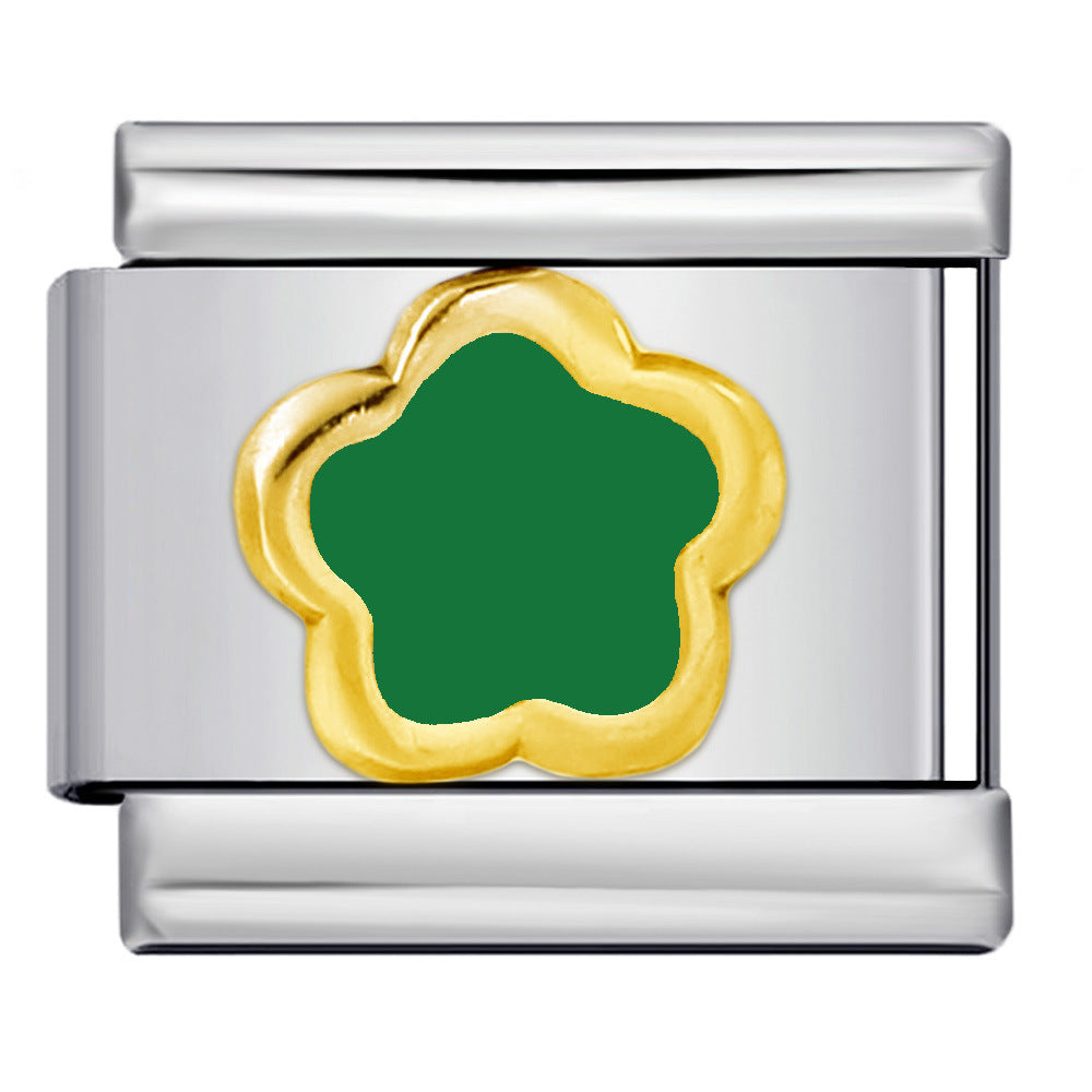 Color Drip Oil Petal Stamping Series DIY Italian Module Bracelet Titanium Steel Gold Plated Elastic Splicing Bracelet Color Drip Oil Petal Stamping Series DIY Italian Module Bracelet Titanium Steel Gold Plated Elastic Splicing Bracelet