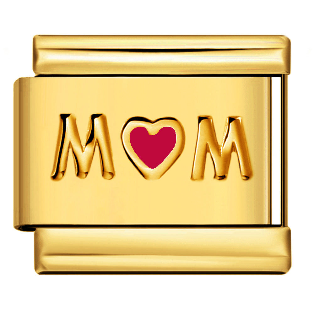 Italian Module Bracelet Color Drip Oil Stamping Pattern DIY Titanium Steel Elastic Splicing Bracelet Accessories Wholesale Italian Module Bracelet Color Drip Oil Stamping Pattern DIY Titanium Steel Elastic Splicing Bracelet Accessories Wholesale