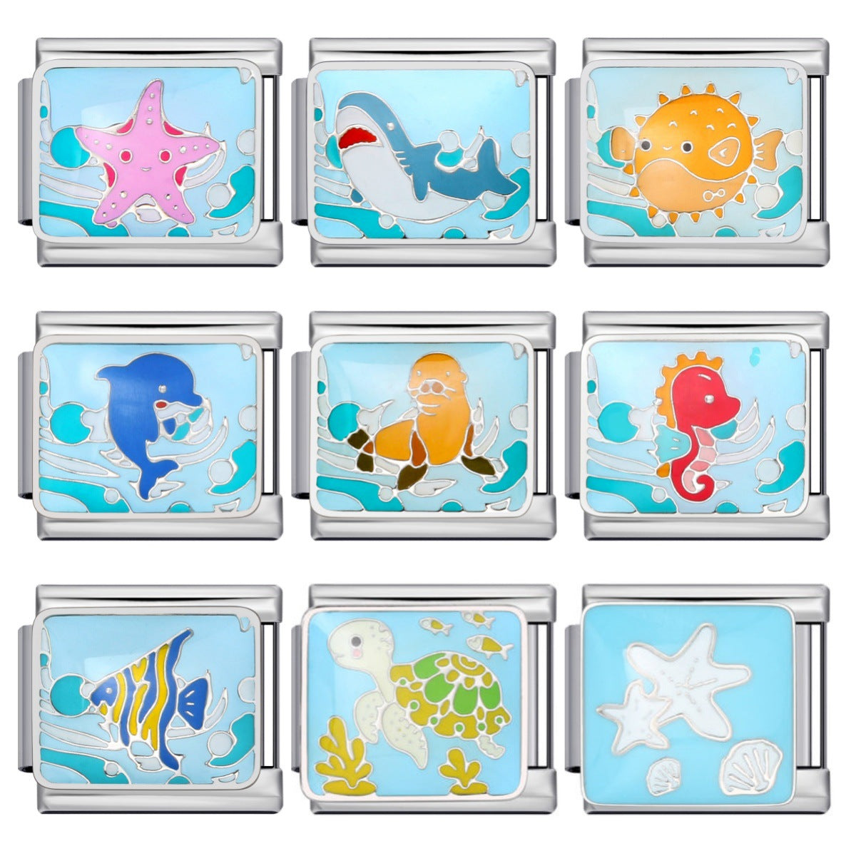 New Marine Biology Titanium Steel Strap Chain Gold Plated Welding Drip Oil DIY Italian Module Bracelet Accessories Wholesale New Marine Biology Titanium Steel Strap Chain Gold Plated Welding Drip Oil DIY Italian Module Bracelet Accessories Wholesale