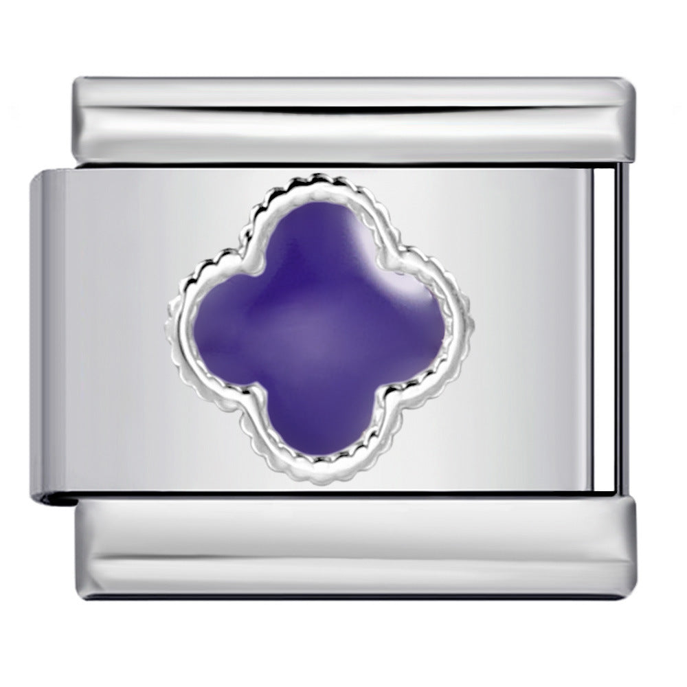 Color Dripping Oil Clover Module Bracelet Stainless Steel Stamping Pattern DIY Elastic Bracelet Accessories Wholesale Color Dripping Oil Clover Module Bracelet Stainless Steel Stamping Pattern DIY Elastic Bracelet Accessories Wholesale