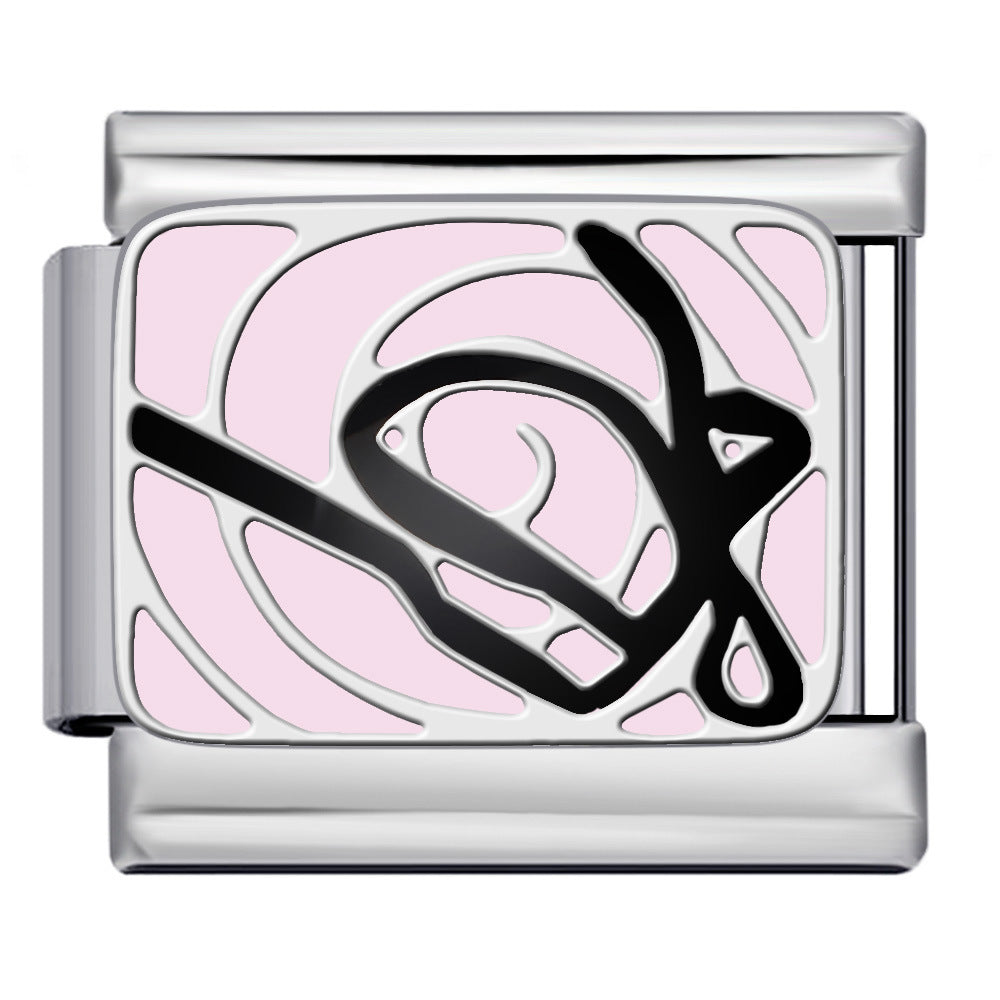 European and American Popular Fashion DIY Elastic Strap Chain Titanium Steel Welded Drip Oil Pattern Italian Module Bracelet European and American Popular Fashion DIY Elastic Strap Chain Titanium Steel Welded Drip Oil Pattern Italian Module Bracelet