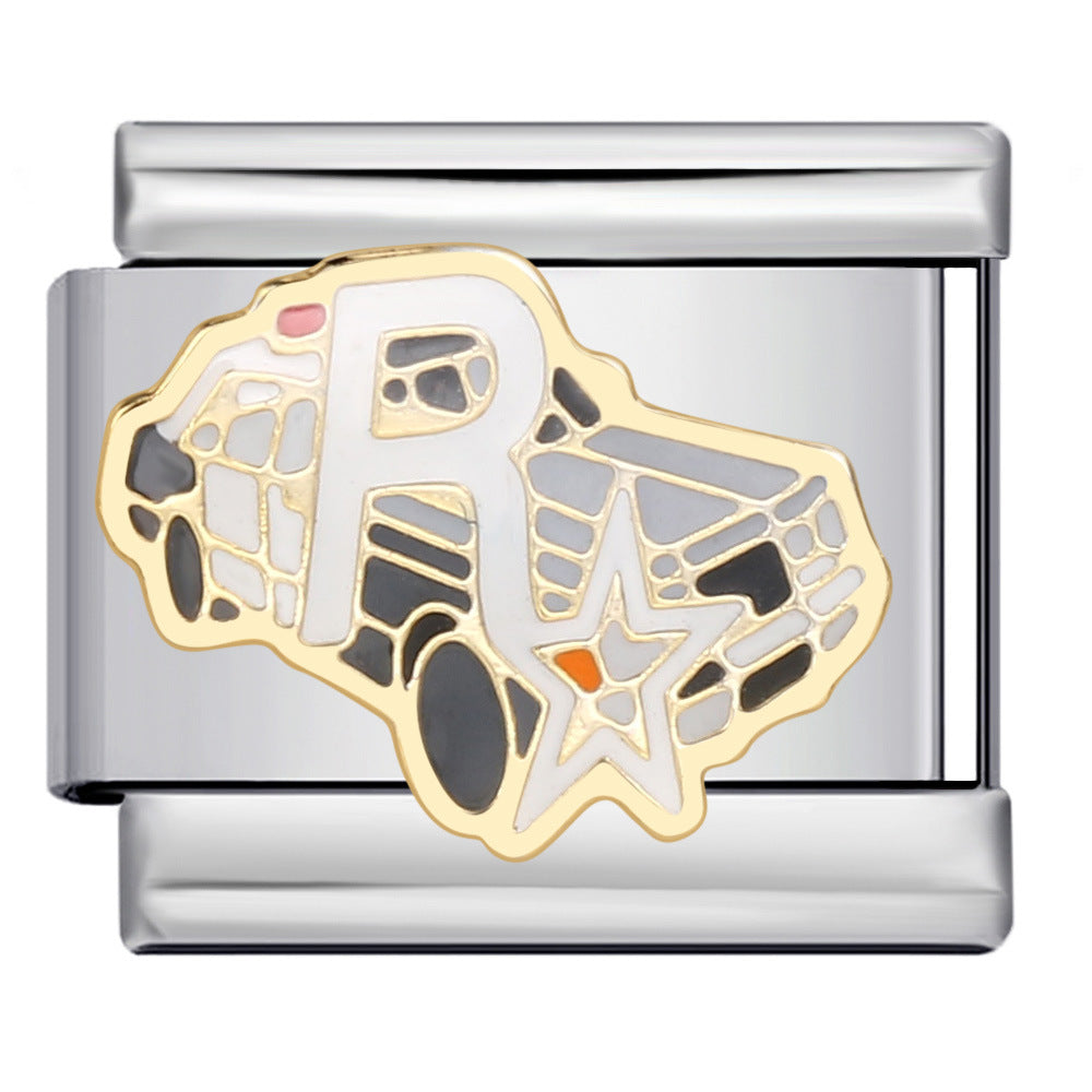 Hot Selling Fire Truck Train Italian Modular Bracelet DIY Titanium Steel Welding Gold Plated Drip Oil Bangle Hot Selling Fire Truck Train Italian Modular Bracelet DIY Titanium Steel Welding Gold Plated Drip Oil Bangle