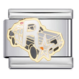 Hot Selling Fire Truck Train Italian Modular Bracelet DIY Titanium Steel Welding Gold Plated Drip Oil Bangle Hot Selling Fire Truck Train Italian Modular Bracelet DIY Titanium Steel Welding Gold Plated Drip Oil Bangle