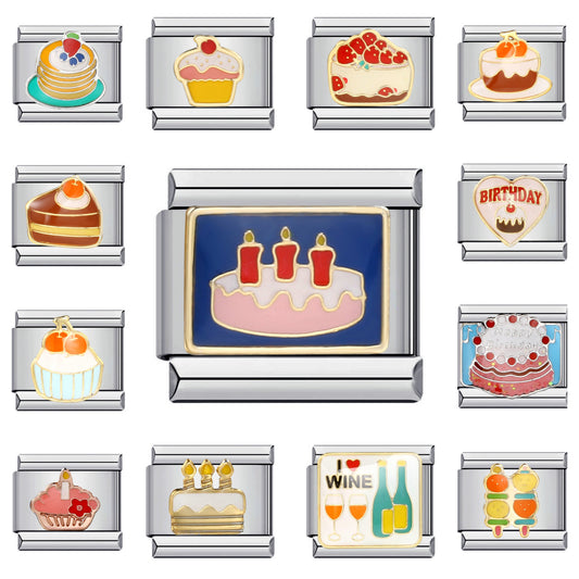 New Dessert Cake Elements Italian Module Bracelet Stainless Steel Welding Drip Oil DIY Fashion Bracelet