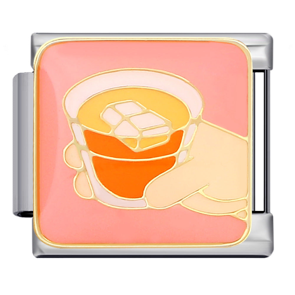 Gourmet Series Italian Module Bracelet Titanium Steel Welding Drip Oil Cartoon Pattern DIY Elastic Splicing Bracelet Gourmet Series Italian Module Bracelet Titanium Steel Welding Drip Oil Cartoon Pattern DIY Elastic Splicing Bracelet