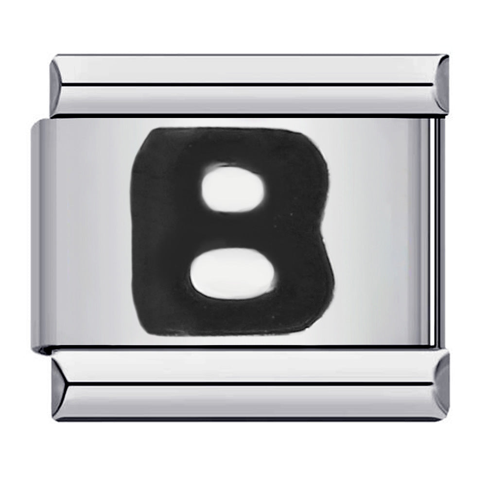 New Titanium Steel Black Alphabet DIY Italian Charm Bracelet Custom Name Link Chain New Titanium Steel Black Alphabet DIY Italian Charm Bracelet Custom Name Link Chain