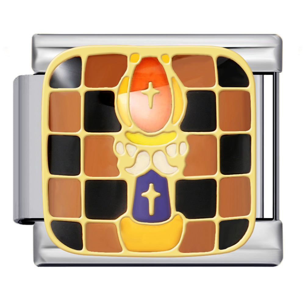 Cross Border Hot Selling Chess Italian Module Bracelet Titanium Steel Welding Gold Plating Drip Oil DIY Splicing Bracelet Cross Border Hot Selling Chess Italian Module Bracelet Titanium Steel Welding Gold Plating Drip Oil DIY Splicing Bracelet