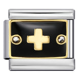 Black Lace Up Diamond Digital Italian Module Bracelet Made of Titanium Steel Welded with Gold Plating and Oil Dripping Free Splicing Bracelet Black Lace Up Diamond Digital Italian Module Bracelet Made of Titanium Steel Welded with Gold Plating and Oil Dripping Free Splicing Bracelet