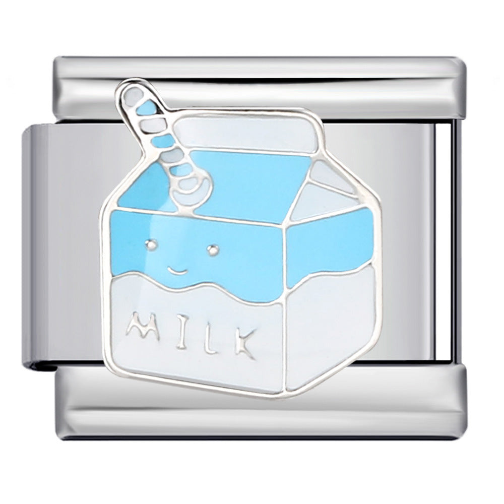 Gourmet Series Italian Module Bracelet Titanium Steel Welding Drip Oil Cartoon Pattern DIY Elastic Splicing Bracelet Gourmet Series Italian Module Bracelet Titanium Steel Welding Drip Oil Cartoon Pattern DIY Elastic Splicing Bracelet