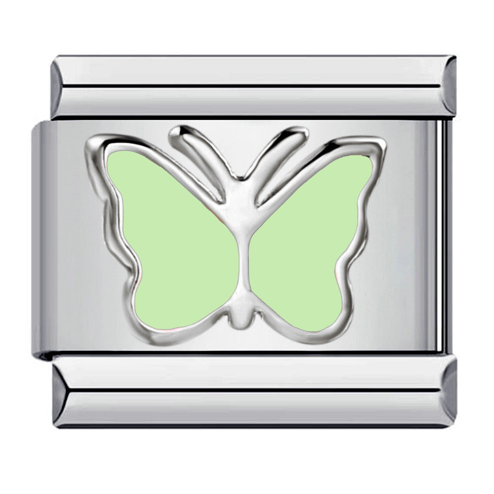 Italian Module Bracelet Color Drip Oil Stamping Pattern DIY Titanium Steel Elastic Splicing Bracelet Accessories Wholesale Italian Module Bracelet Color Drip Oil Stamping Pattern DIY Titanium Steel Elastic Splicing Bracelet Accessories Wholesale