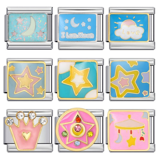 Titanium Steel Gold-plated Drip Welding Pattern DIY Italian Module Bracelet Italian Charm Bracele