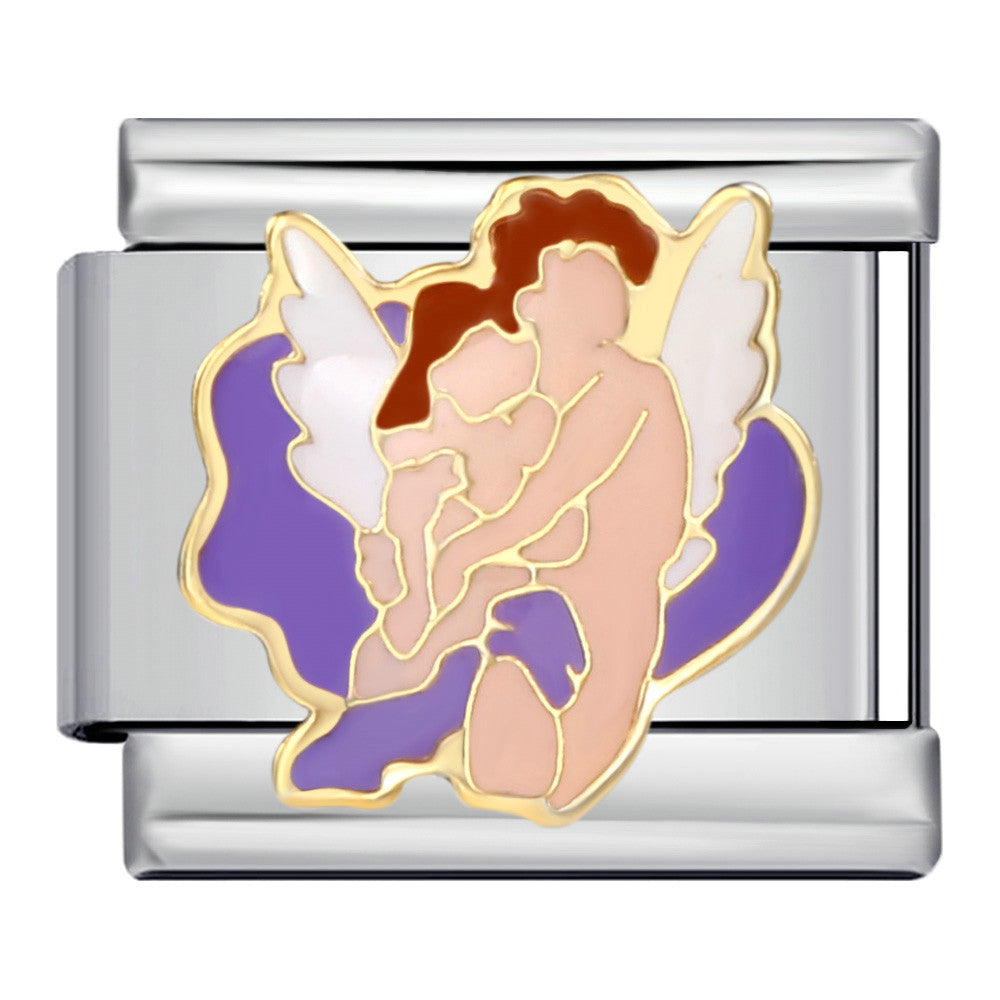 New Stainless Steel Welded Drip Oil Mysterious Purple DIY Italian Modular Bracelet Italian Charm New Stainless Steel Welded Drip Oil Mysterious Purple DIY Italian Modular Bracelet Italian Charm