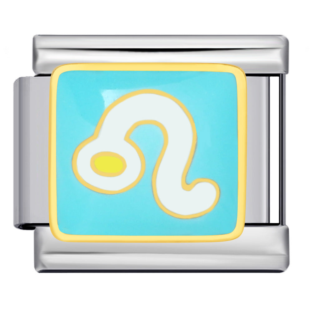 Simplified 12 Constellation Italian Module Bracelet Titanium Steel Gold Plated Welding Drip Oil DIY Elastic Splicing Bracelet Simplified 12 Constellation Italian Module Bracelet Titanium Steel Gold Plated Welding Drip Oil DIY Elastic Splicing Bracelet