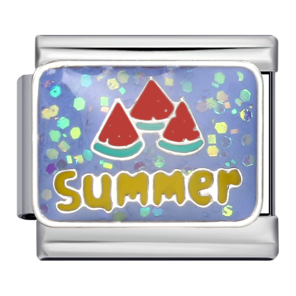 Sparkling Powder Series English Week Italian Module Bracelet Titanium Steel Welding DIY Splicing Elastic Bracelet Sparkling Powder Series English Week Italian Module Bracelet Titanium Steel Welding DIY Splicing Elastic Bracelet