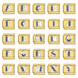 Italian Module Bracelet Gold Background Blue Diamond Letters DIY Stainless Steel Elastic Assembly Welded Strap Bracelet Italian Module Bracelet Gold Background Blue Diamond Letters DIY Stainless Steel Elastic Assembly Welded Strap Bracelet