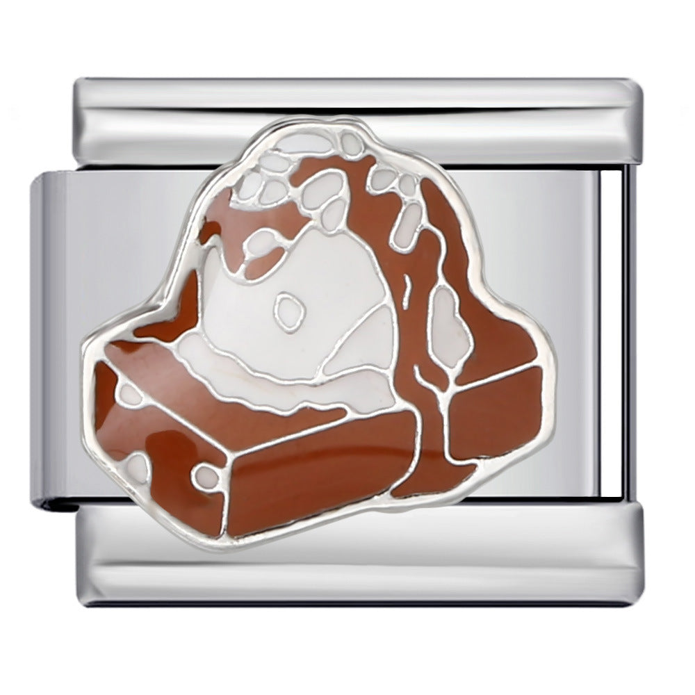 Gourmet Series Italian Module Bracelet Titanium Steel Welding Drip Oil Cartoon Pattern DIY Elastic Splicing Bracelet Gourmet Series Italian Module Bracelet Titanium Steel Welding Drip Oil Cartoon Pattern DIY Elastic Splicing Bracelet