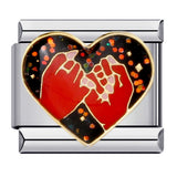 Romantic Valentine's Day Sweet Series Italian Module Bracelet Titanium Steel Welding Drip Oil Pattern DIY Bracelet Romantic Valentine's Day Sweet Series Italian Module Bracelet Titanium Steel Welding Drip Oil Pattern DIY Bracelet