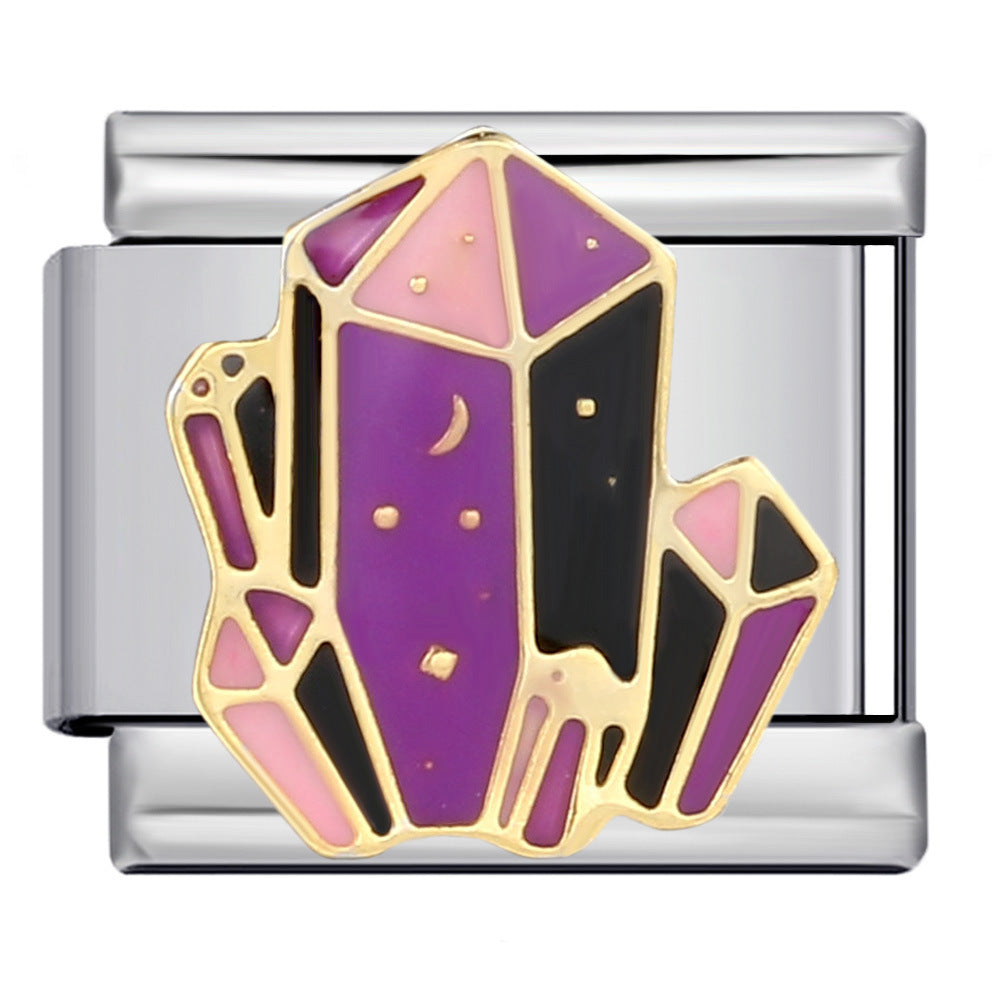 Fairy Tale Castle Italian Module Bracelet Titanium Steel Welding Gold Drip Oil Cartoon DIY Splicing Bracelet Accessories Fairy Tale Castle Italian Module Bracelet Titanium Steel Welding Gold Drip Oil Cartoon DIY Splicing Bracelet Accessories