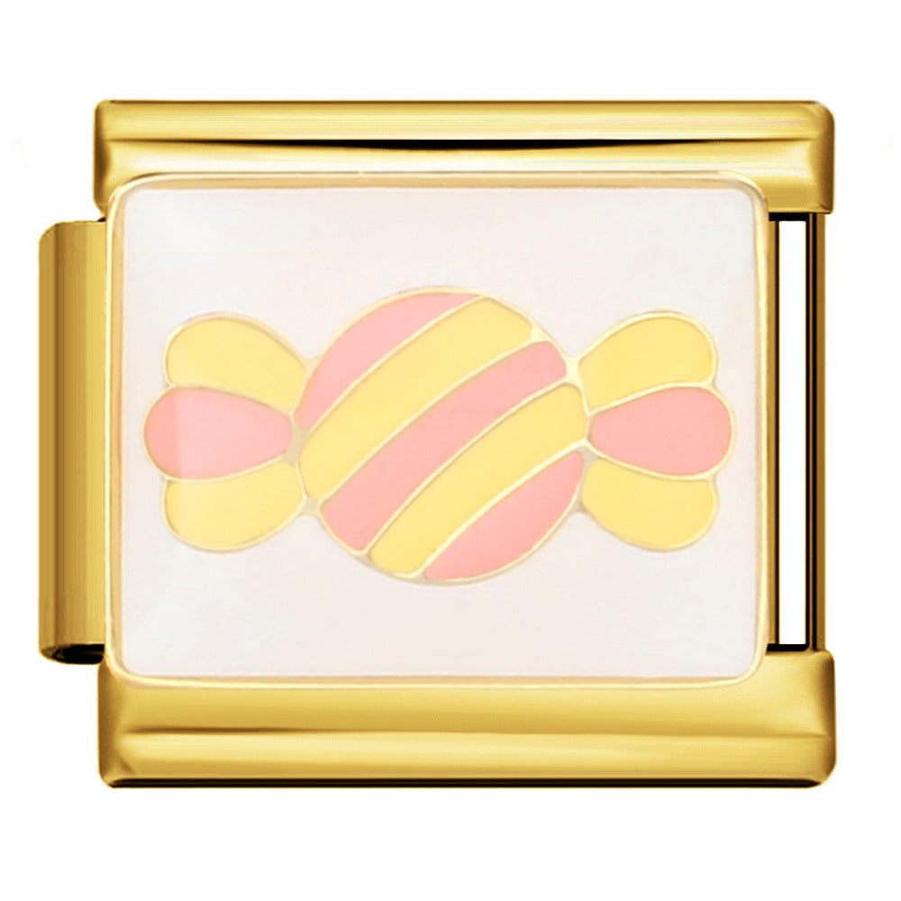 Gold and Silver Bottom Colorful Pattern Italian Module Bracelet Titanium Steel Welding Drip Oil DIY Bracelet Girlfriend Gift for Girls Gold and Silver Bottom Colorful Pattern Italian Module Bracelet Titanium Steel Welding Drip Oil DIY Bracelet Girlfriend Gift for Girls