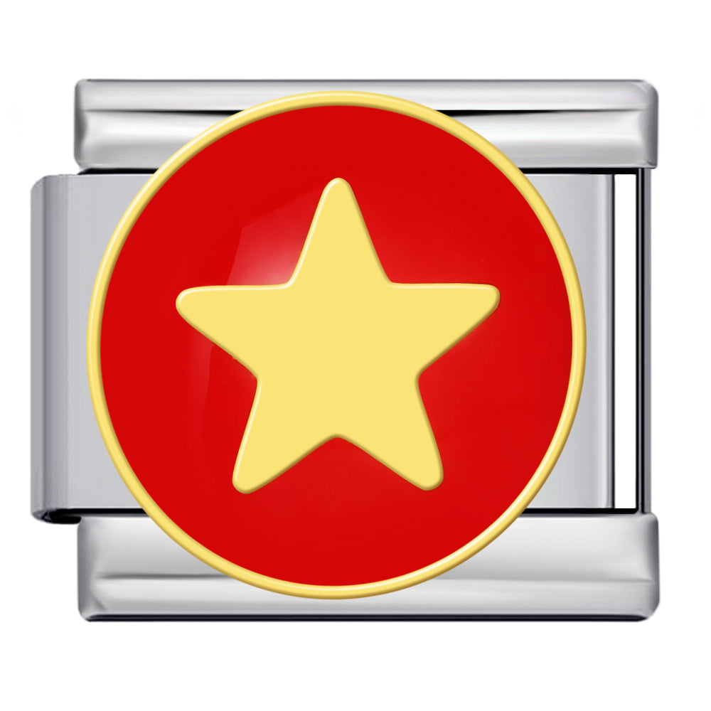 Stainless Steel Welding Drip Oil DIY Bracelet Italian Module Bracelet Round Starry Sky Pattern Elastic Bracelet Stainless Steel Welding Drip Oil DIY Bracelet Italian Module Bracelet Round Starry Sky Pattern Elastic Bracelet