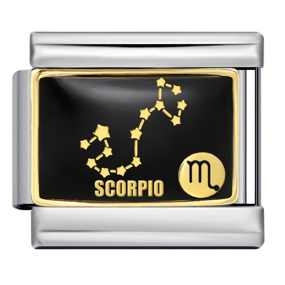 New 12 Constellation Series Italian Module Bracelet Stainless Steel Welding Gold Plating Drip Oil DIY Pattern Bracelet New 12 Constellation Series Italian Module Bracelet Stainless Steel Welding Gold Plating Drip Oil DIY Pattern Bracelet