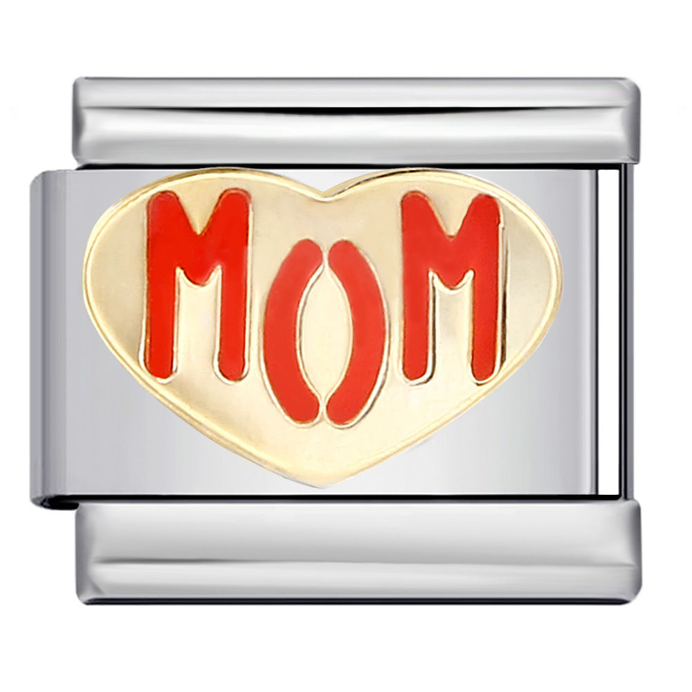 New Warm Mother's Day Series Bracelet Titanium Steel Gold Plated Welding Pattern DIY Italian Module Bracelet New Warm Mother's Day Series Bracelet Titanium Steel Gold Plated Welding Pattern DIY Italian Module Bracelet