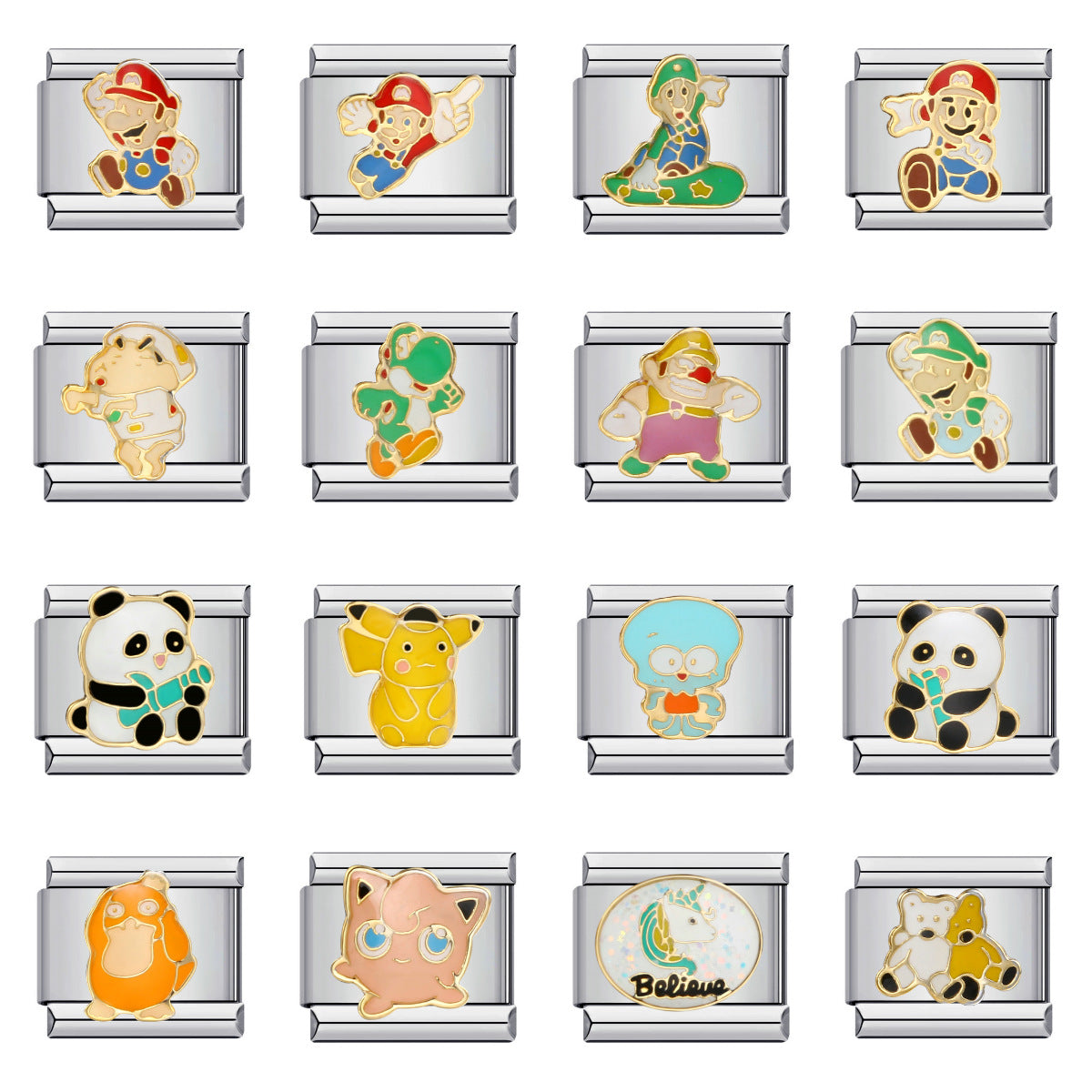 Classic Cartoon Character Italian Module Bracelet Titanium Steel Gold Plated Drip Oil DIY Welding Pattern Bracelet Classic Cartoon Character Italian Module Bracelet Titanium Steel Gold Plated Drip Oil DIY Welding Pattern Bracelet