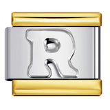 Fashion Gold Cover Silver Concave English Letter Bracelet Titanium Steel Non Dripping Oil DIY Italian Module Bracelet Wholesale Fashion Gold Cover Silver Concave English Letter Bracelet Titanium Steel Non Dripping Oil DIY Italian Module Bracelet Wholesale