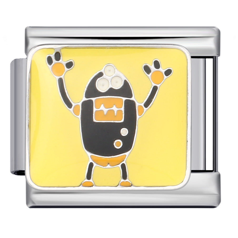 Italian Module Bracelet Stainless Steel Welding Drip Oil Animal Pattern DIY Free Splicing Combination Bracelet Accessories Italian Module Bracelet Stainless Steel Welding Drip Oil Animal Pattern DIY Free Splicing Combination Bracelet Accessories