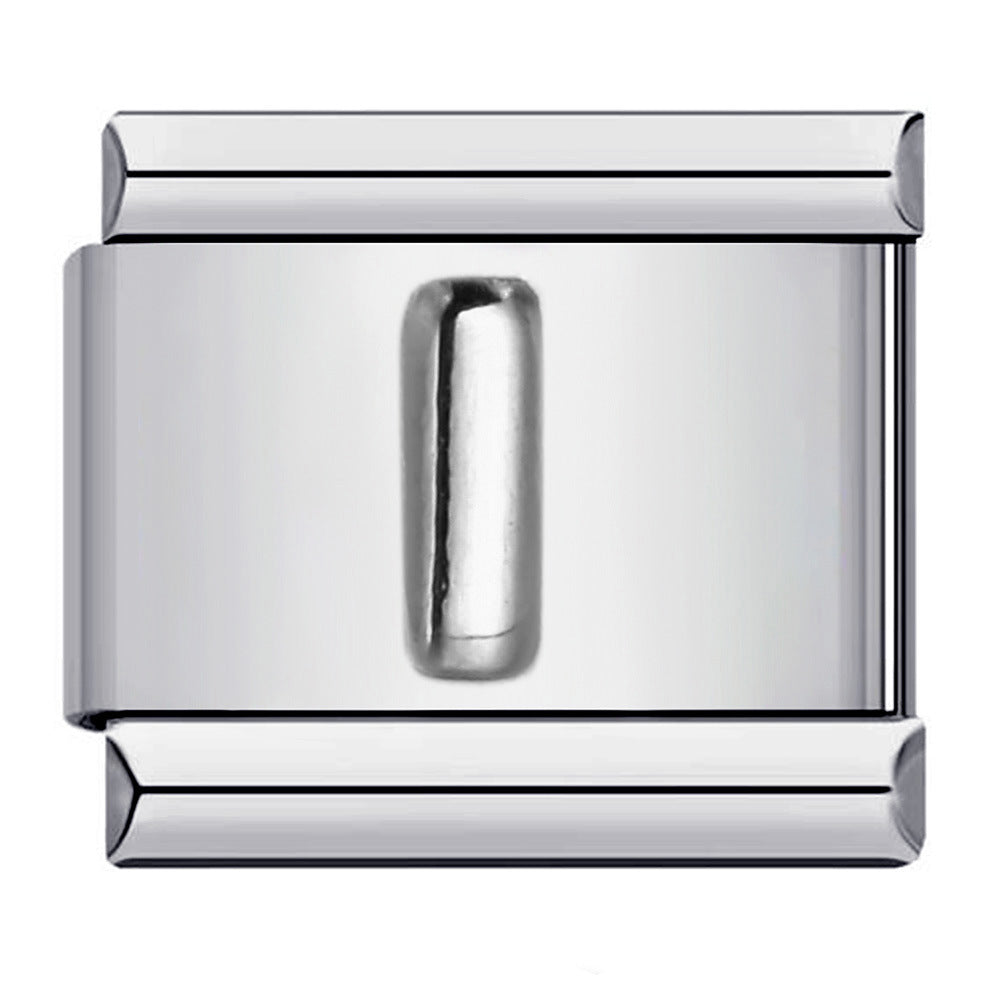 New Stainless Steel Silver Convex English Letter Italian Module Bracelet DIY Elastic Splicing Strap Chain New Stainless Steel Silver Convex English Letter Italian Module Bracelet DIY Elastic Splicing Strap Chain