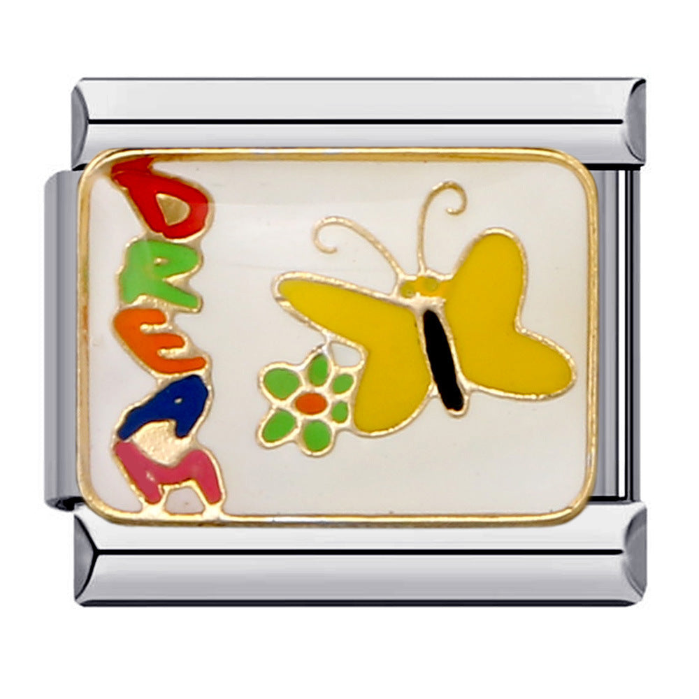 New Titanium Steel Gold Plated Welding Pattern DIY Italian Module Bracelet Italian Charm Bracelet New Titanium Steel Gold Plated Welding Pattern DIY Italian Module Bracelet Italian Charm Bracelet