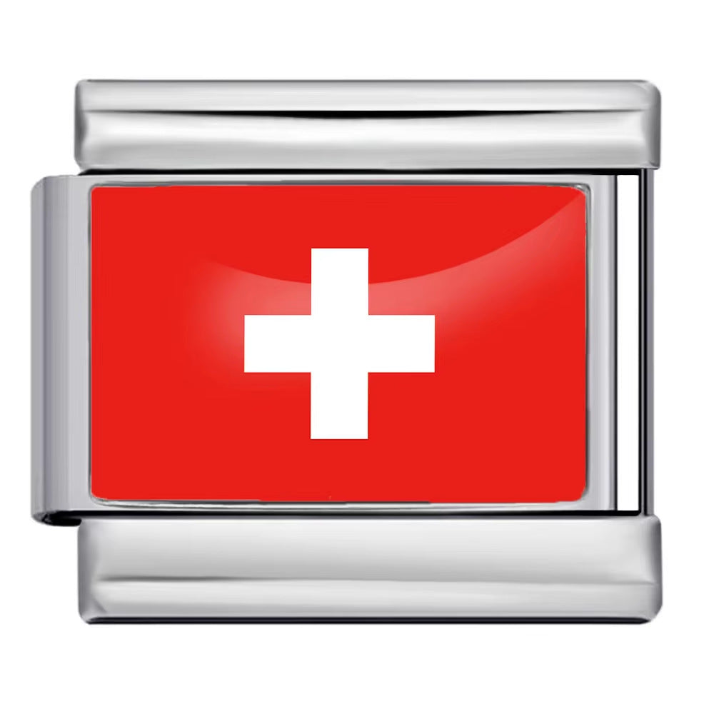 Hot Selling New World Flag Photo Dropper Series Titanium Steel DIY Italian Module Bracelet Accessories Wholesale Hot Selling New World Flag Photo Dropper Series Titanium Steel DIY Italian Module Bracelet Accessories Wholesale