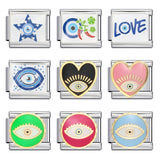 Italian Module Bracelet Devil's Eye Titanium Steel Welding Drip Oil Pattern DIY Elastic Splicing Personalized Strap Chain Italian Module Bracelet Devil's Eye Titanium Steel Welding Drip Oil Pattern DIY Elastic Splicing Personalized Strap Chain