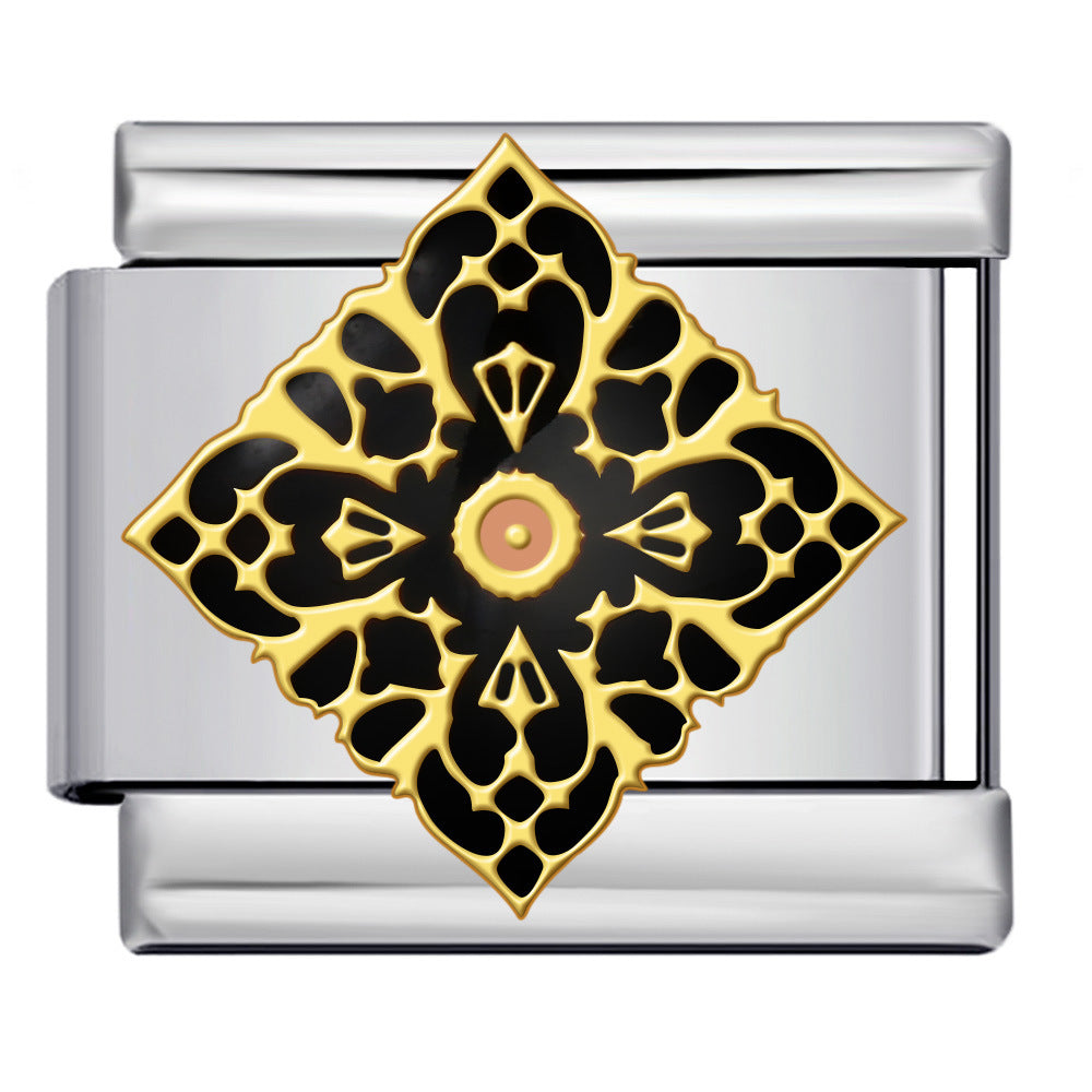 New Middle Ancient Style Series Italian Module Bracelet Titanium Steel Gold Plated Drip Oil Welding DIY Elastic Strap Chain New Middle Ancient Style Series Italian Module Bracelet Titanium Steel Gold Plated Drip Oil Welding DIY Elastic Strap Chain