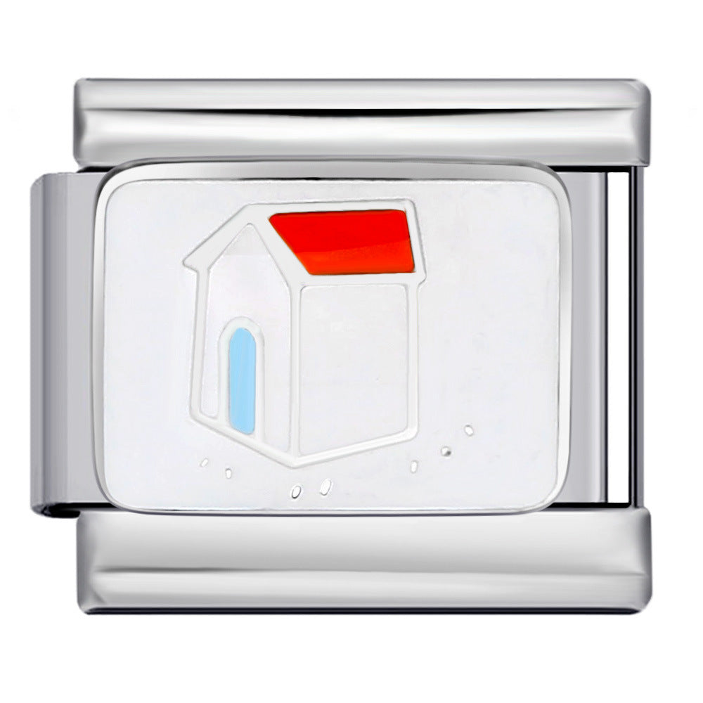 Personalized Pattern Italian Module Bracelet Stainless Steel Welding Drip Oil Cartoon DIY Elastic Splicing Bracelet Personalized Pattern Italian Module Bracelet Stainless Steel Welding Drip Oil Cartoon DIY Elastic Splicing Bracelet