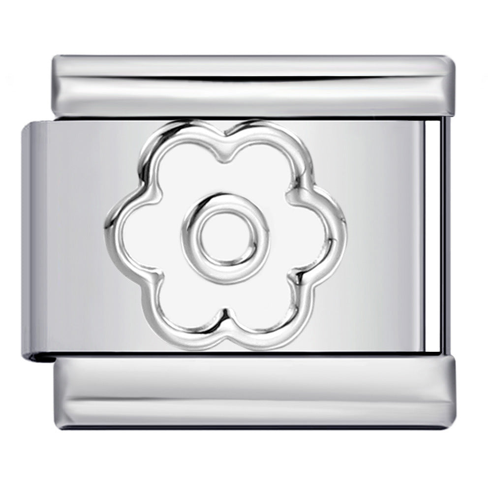 Concave Silver Titanium Steel Stamping Pattern DIY Italian Module Bracelet Italian Charm Bracelet Concave Silver Titanium Steel Stamping Pattern DIY Italian Module Bracelet Italian Charm Bracelet