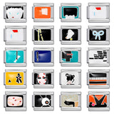 Personalized Pattern Italian Module Bracelet Stainless Steel Welding Drip Oil Cartoon DIY Elastic Splicing Bracelet Personalized Pattern Italian Module Bracelet Stainless Steel Welding Drip Oil Cartoon DIY Elastic Splicing Bracelet