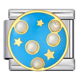 Stainless Steel Welding Drip Oil DIY Bracelet Italian Module Bracelet Round Starry Sky Pattern Elastic Bracelet Stainless Steel Welding Drip Oil DIY Bracelet Italian Module Bracelet Round Starry Sky Pattern Elastic Bracelet