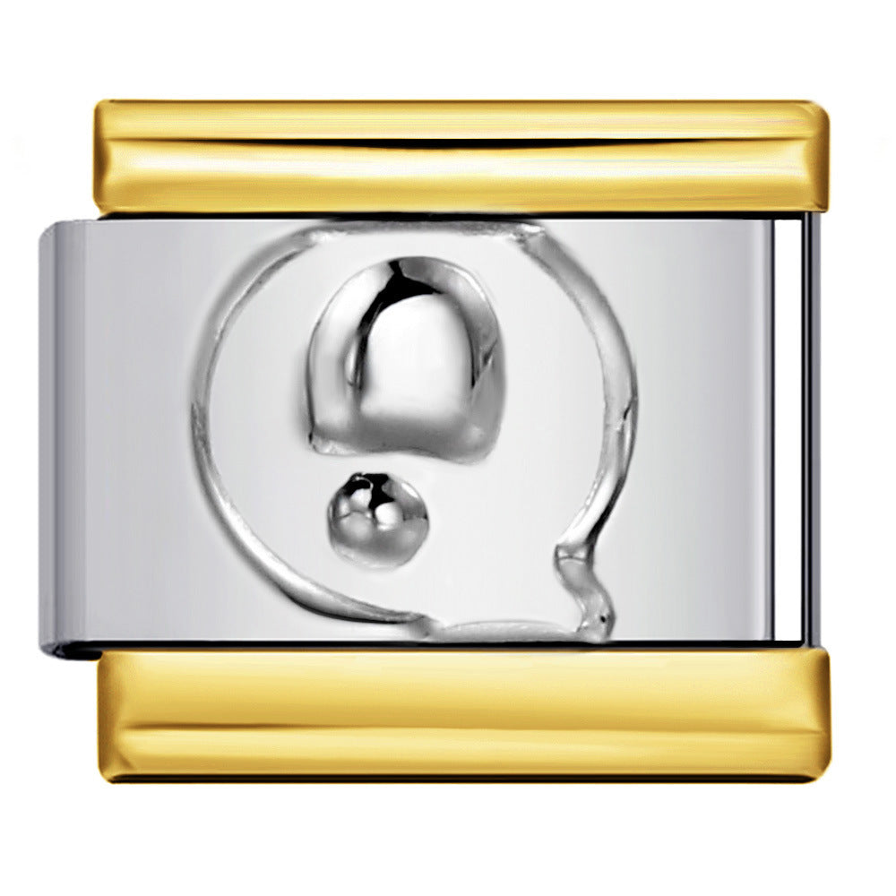 Fashion Gold Cover Silver Concave English Letter Bracelet Titanium Steel Non Dripping Oil DIY Italian Module Bracelet Wholesale Fashion Gold Cover Silver Concave English Letter Bracelet Titanium Steel Non Dripping Oil DIY Italian Module Bracelet Wholesale