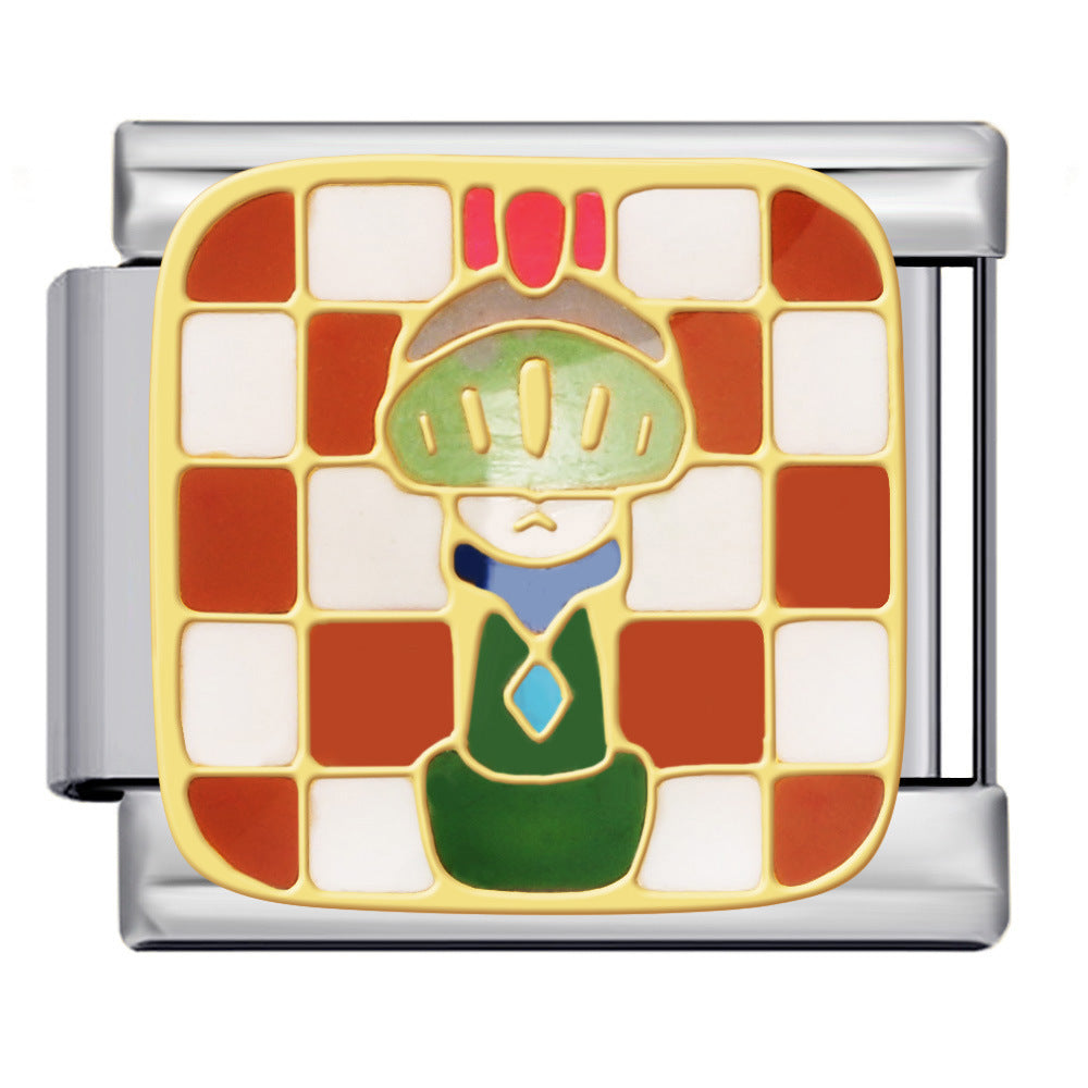 Cross Border Hot Selling Chess Italian Module Bracelet Titanium Steel Welding Gold Plating Drip Oil DIY Splicing Bracelet Cross Border Hot Selling Chess Italian Module Bracelet Titanium Steel Welding Gold Plating Drip Oil DIY Splicing Bracelet