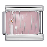 Pink Pattern Italian Module Bracelet Titanium Steel Welding Drip Oil Pattern DIY Bracelet Gift for Girls Pink Pattern Italian Module Bracelet Titanium Steel Welding Drip Oil Pattern DIY Bracelet Gift for Girls