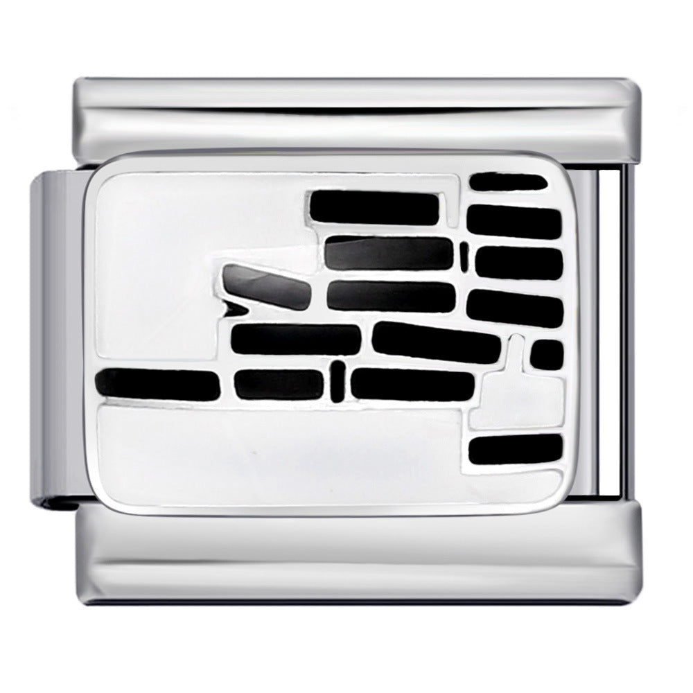 Personalized Pattern Italian Module Bracelet Stainless Steel Welding Drip Oil Cartoon DIY Elastic Splicing Bracelet Personalized Pattern Italian Module Bracelet Stainless Steel Welding Drip Oil Cartoon DIY Elastic Splicing Bracelet