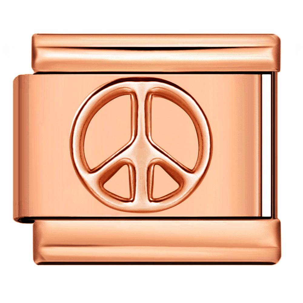 Rose Gold Titanium Steel Stamping Pattern DIY Italian Module Bracelet Italian Charm Bracelet Rose Gold Titanium Steel Stamping Pattern DIY Italian Module Bracelet Italian Charm Bracelet