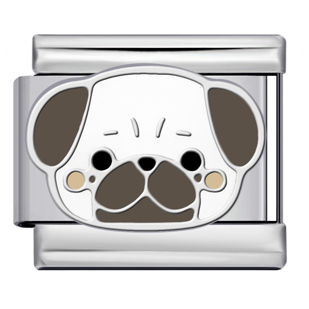 Cute Cartoon Dog Cute Pet Series Titanium Steel Welding Drip Oil DIY Italian Module Bracelet Accessories Cute Cartoon Dog Cute Pet Series Titanium Steel Welding Drip Oil DIY Italian Module Bracelet Accessories