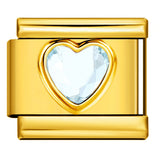 Gold Colored Heart-shaped Circle Diamond Italian Module Bracelet DIY Titanium Steel Welded Elastic Watch Chain Accessory Gold Colored Heart-shaped Circle Diamond Italian Module Bracelet DIY Titanium Steel Welded Elastic Watch Chain Accessory