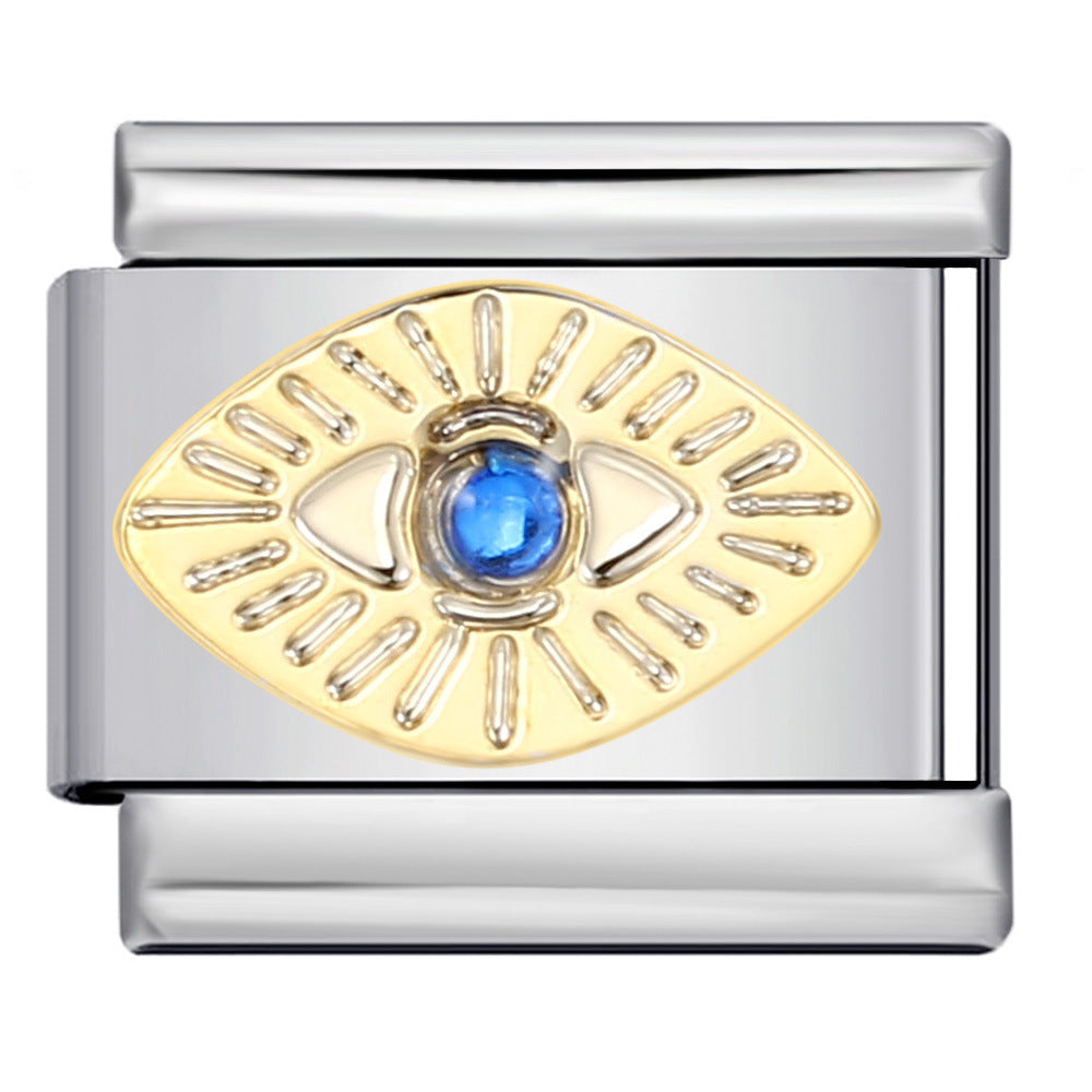 Italian Module Bracelet Devil's Eye Titanium Steel Welding Drip Oil Pattern DIY Elastic Splicing Personalized Strap Chain Italian Module Bracelet Devil's Eye Titanium Steel Welding Drip Oil Pattern DIY Elastic Splicing Personalized Strap Chain