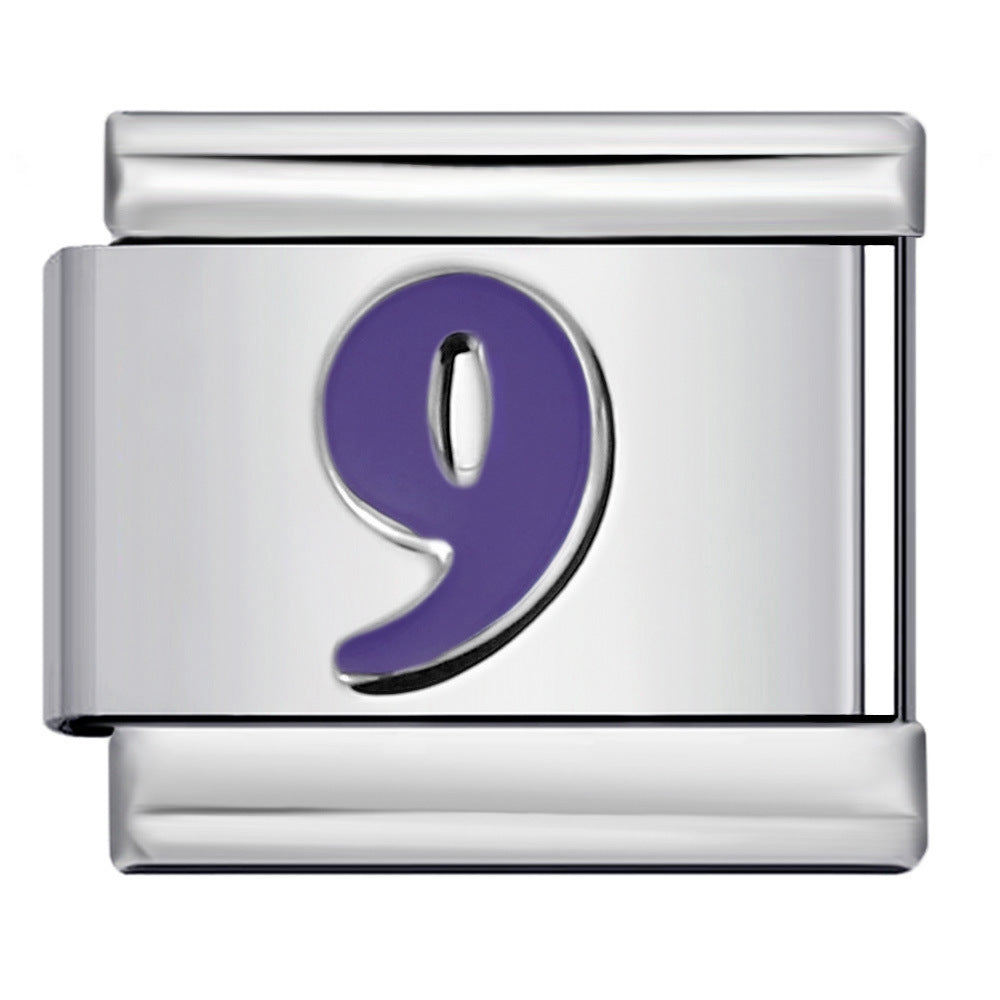 New Titanium Steel Concave Color Arabic Numeral Series Italian Module Bracelet DIY Elastic Accessories Wholesale New Titanium Steel Concave Color Arabic Numeral Series Italian Module Bracelet DIY Elastic Accessories Wholesale