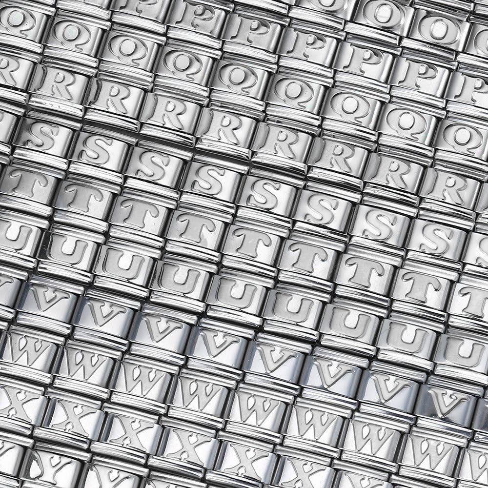 New Titanium Steel Gold Plated DIY Italian Charm Bracelet with Alphabet Letters Customizable Fashion Jewelry New Titanium Steel Gold Plated DIY Italian Charm Bracelet with Alphabet Letters Customizable Fashion Jewelry