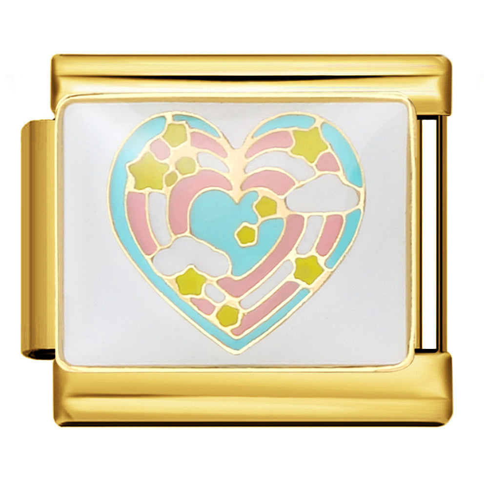 Full Gold Love Italian Module Bracelet Titanium Steel Welding Drip Oil DIY Elastic Splicing Strap Chain Wholesale Full Gold Love Italian Module Bracelet Titanium Steel Welding Drip Oil DIY Elastic Splicing Strap Chain Wholesale